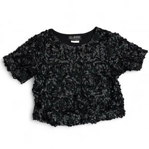Vintage Class Collection Faux Leather Flower Petal Crop Top